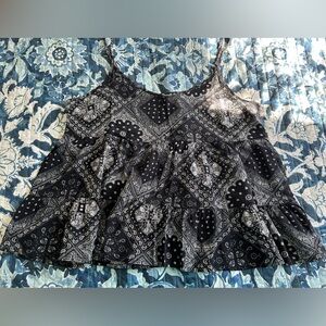 Western Black & White Paisley Babydoll Cami
